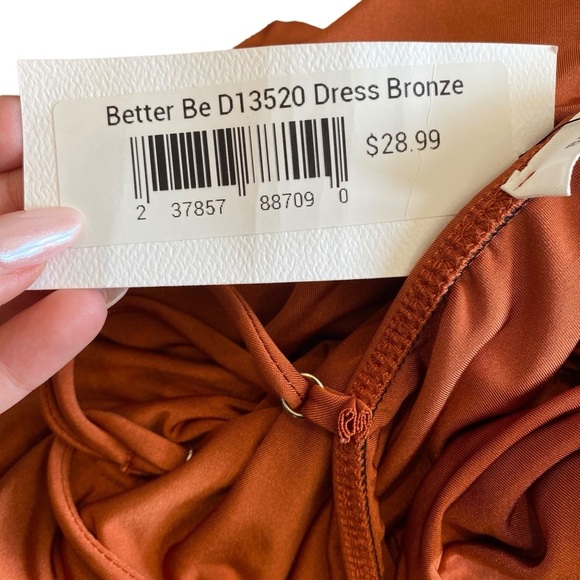 Better Be Ruched Body-con Plunge Mini Dress In Burnt Orange - Picture 10 of 10